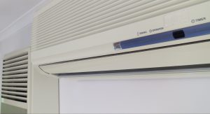 Gas heater next to split system air conditioner/heater