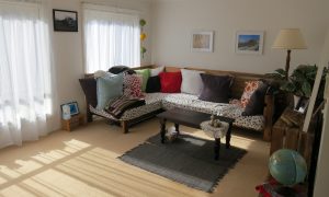 Living room with daylight coming through windows