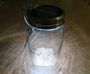 Solar powered glass jar lantern 