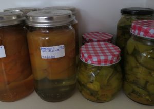 Jars of preserved food on shelf