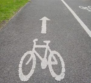 Pathway with markings for cyclists