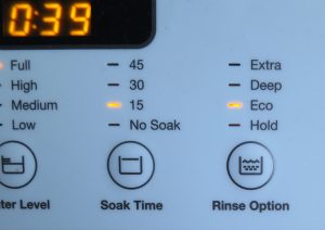 Washing machine control panel with rinse options